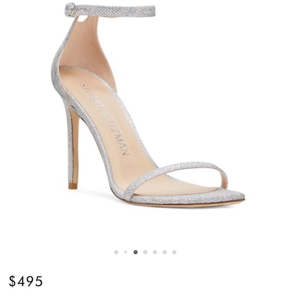 Stuart Weitzman Nudistcurve Silver Heel - Picture 1 of 8